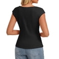 thumbnail image 5 of Womens 2026 Spring Short Sleeve Tops Dressy Casual Crew Neck Peplum Shirts Trendy Tunic Blouses with Knot Black 2XL, 5 of 5