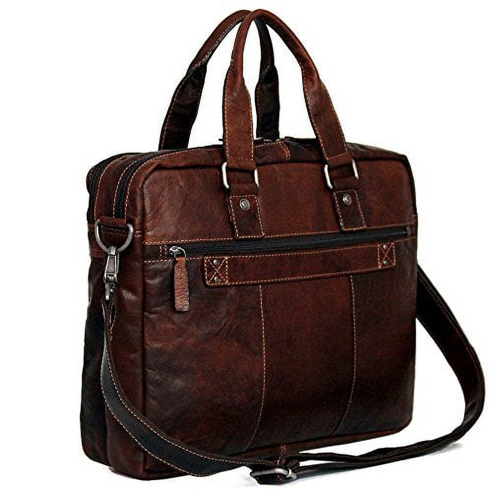 Jack Georges Voyager Hand-Stained Buffalo Leather Large Professional Briefcase #7317 (Black)