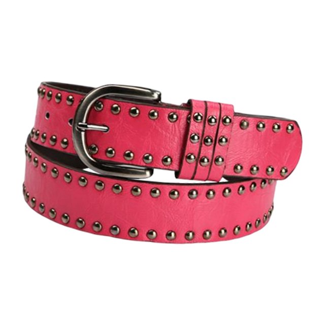 Fashion Punk Lady Rivet Narrow Solid Color Pants Belt for Girls Ladies Red