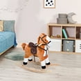 thumbnail image 2 of Bikes Plush Toy Rocking Horse Ride on with Realistic Sounds - Brown, Riding Toys, 2 of 5