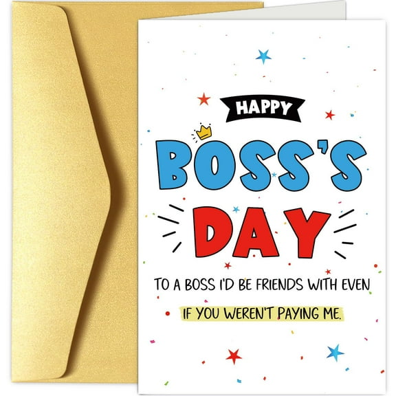 Happy Boss's Day Card – Fun Design for Boss Appreciation – Envelope Included, Blank Inside – Perfect Gift for Boss on Boss's Day