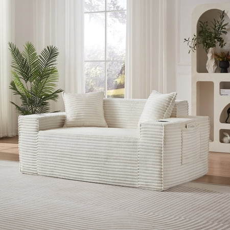 BOFANG Boneless Cloud Couch, Ready-to-Use. Modern 2-Seater Sofa for Compact Living Rooms,White