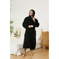 thumbnail image 4 of Vulcanodon Men Fleece Hooded Robe, Plush Lightweight Bathrobe Long Soft Warm House Coat with Pockets,(Black,2XL-3XL), 4 of 5