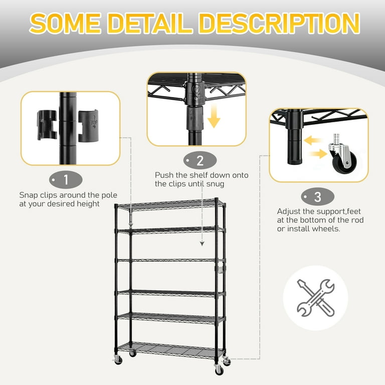Ktaxon 6 Tier Wire Shelving, 46