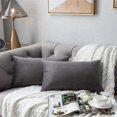 thumbnail image 2 of ZHAOCHENG Fundas de almohada decorativas rectangulares de terciopelo suave y acogedor de 12 x 20 en gris oscuro: paquete de 2 para decoración del hogar estilo granja, 2 of 5