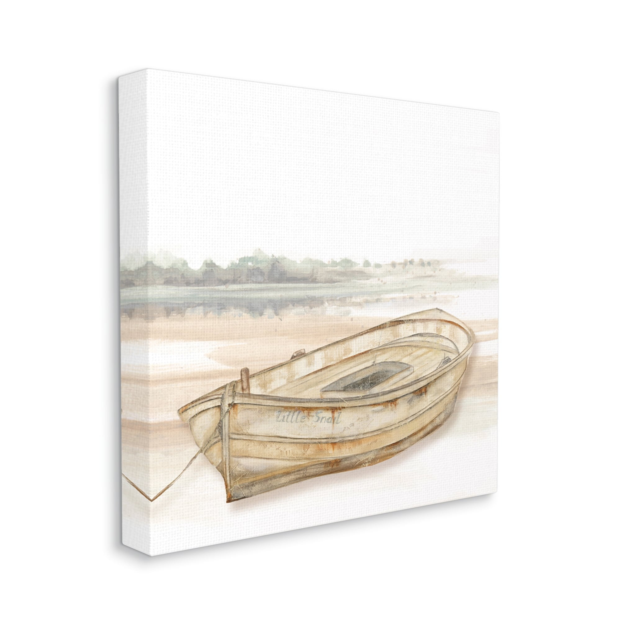 Stupell Industries Little Snail Rowboat Resting Shallow Coastal Horizon,17 x 17, Design by Patricia Pinto
