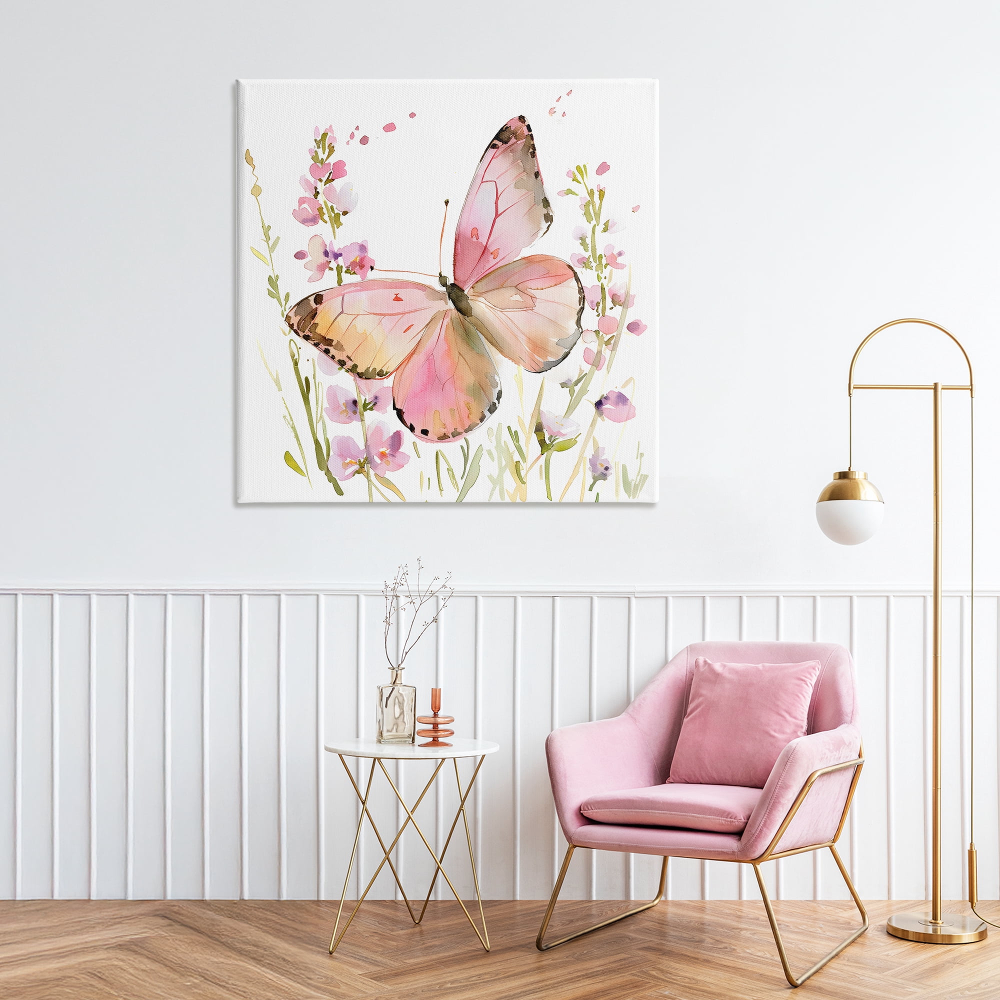 Stupell Industries Colorful Spring Butterfly Pink Canvas Wall Art, design by Creative Studio