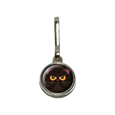 - Black Persian Cat Face Charm Zipper Pull