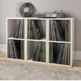thumbnail image 4 of Way Basics 2 Tier Vinyl Storage Box Cube, LP Record Album Turntable Stand, White, 4 of 7