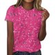 thumbnail image 1 of Camisetas de Mujer con Cuello Redondo Blusas de Manga Corta Imprimir Top, Camisetas de Mujer para Primavera Verano Casual, 1 of 4
