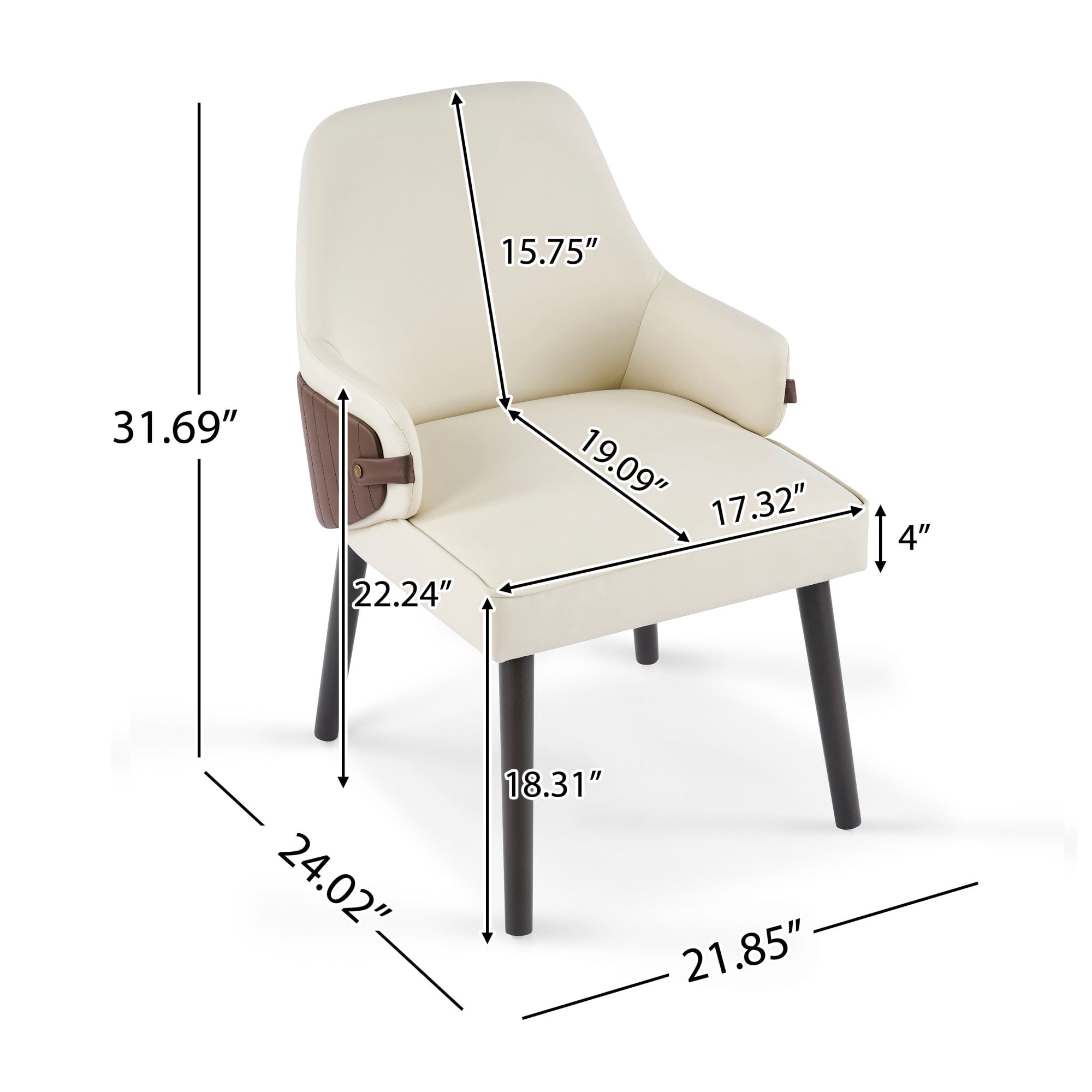 Sailvan Dining Chair Set of 2,Two-Tone Fabric Armchair with Sturdy Wood Frame,Modern Accent Chairs for Dining Room,300lbs Beige&Brown