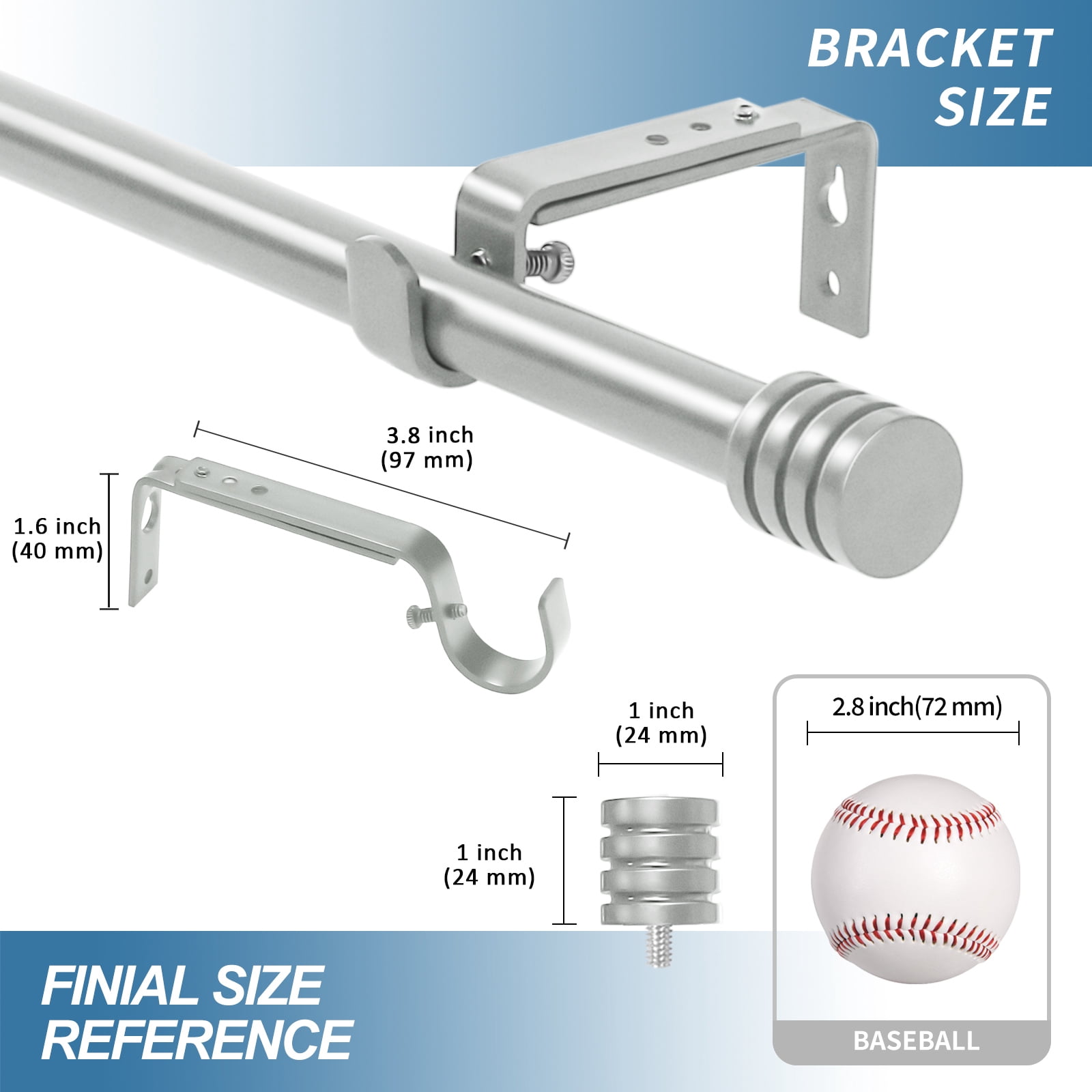 Urbanest Adjustable Spire Curtain 5/8" Rod, 84"-120", Pewter
