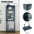 thumbnail image 4 of Tall Storage Cabinet, Glass Door Cabinet With Arched Doors, Adjustable Shelves And Feet, Bottom Shelf, Metal Handles Freestanding Credenza For Living Room, Kitchen, 4 of 9
