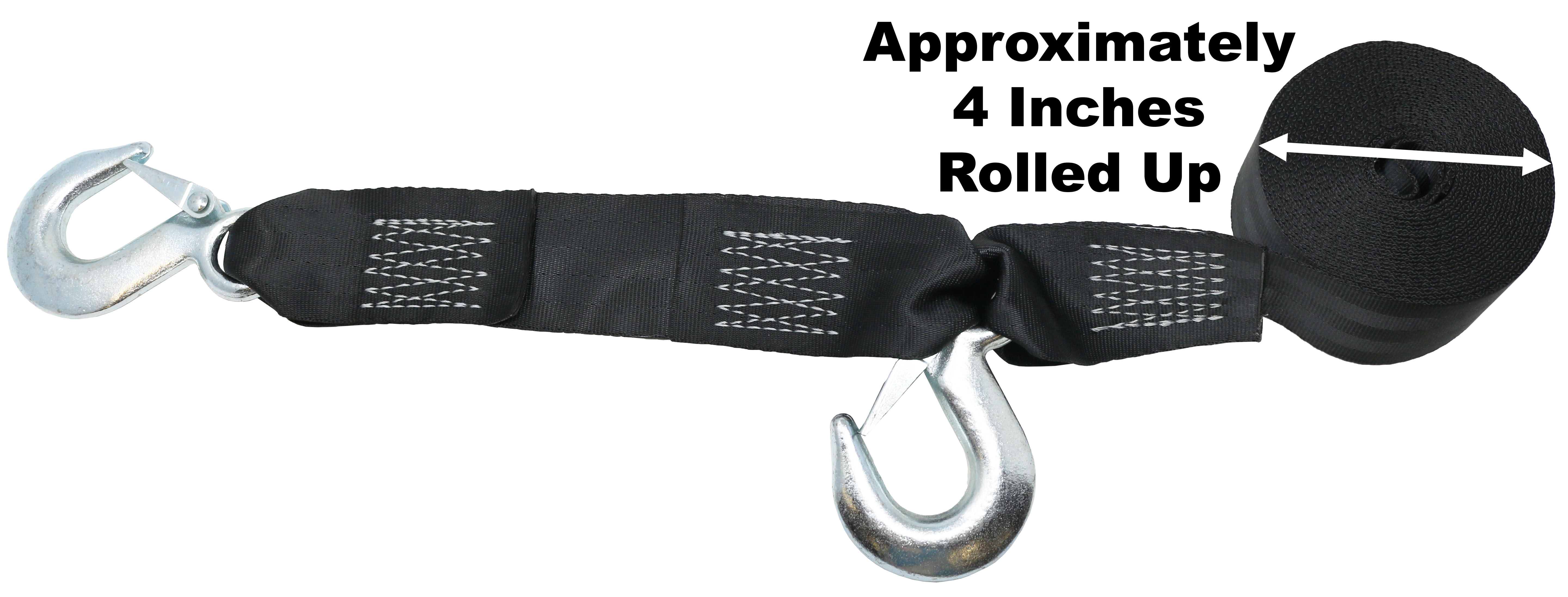 CustomTieDowns 2 Inch x 20 Foot Black Winch Strap With A Forged Snap Hook.  10 Inch Safety Strap With A Snap Hook. 1 Inch Loop For Attachment To Winch. - image 2 of 3