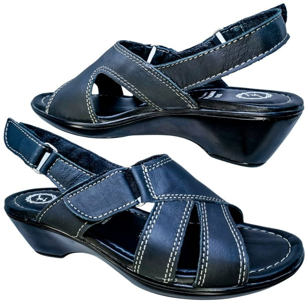 Huarache Casual en Piel Vacuno Cómodo Velcro Enco Footwear mod.503 Plataforma Piel Vacuno confort Color Negro