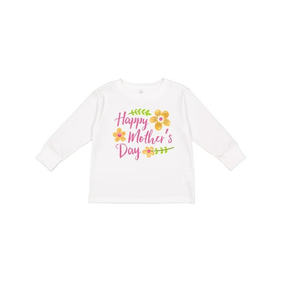 Inktastic Happy Mothers Day with Flowers Boys or Girls Long Sleeve Toddler T-Shirt
