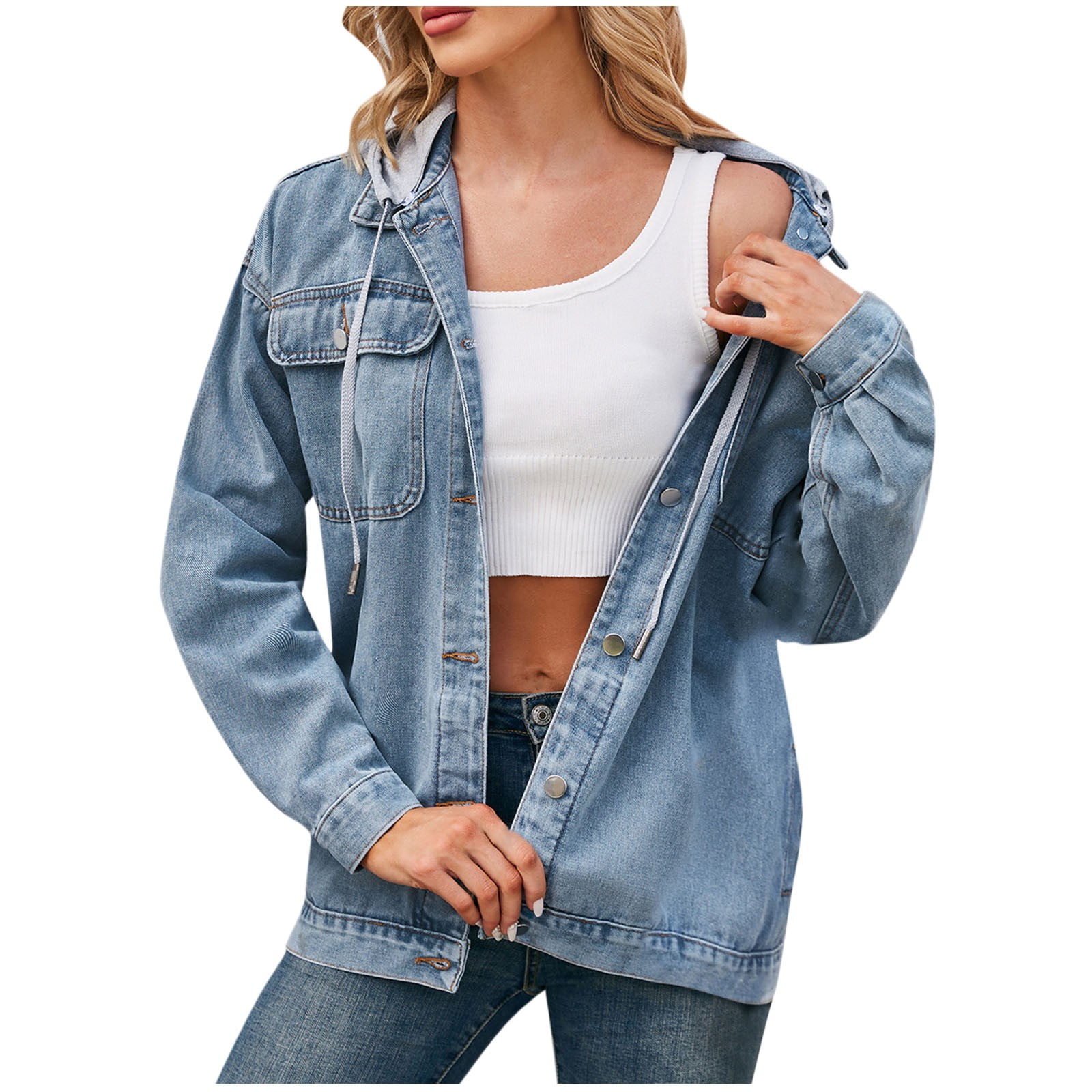 Capuche Amovible Veste Jean Sweat Capuche Femme Veste En Jean