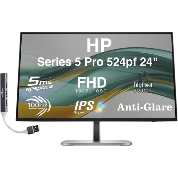 HP Series 5 Pro 524pf, 23.8" FHD IPS Monitor, 100Hz, 5ms, USB Hub, VESA