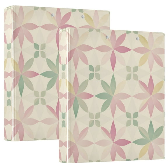 FORMRS 3 Ring Binder 1.5 inch with Pockets Set of 2 Clip Board 200 Sheets Capacity, Light Pink Geometric
