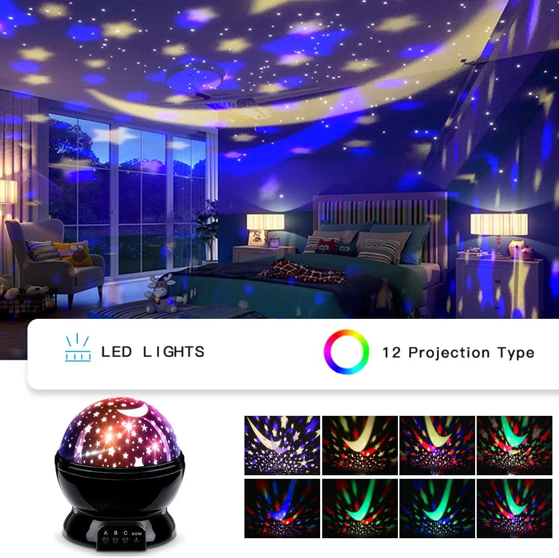 Car Truck Night Light Projector Toys for Boys Age 3-5 Toddler Tractor Nightlights 360 Degree Rotation with 17 Colors Changing Baby Ceiling Light Projector for Boys Girls Bedroom Decoration