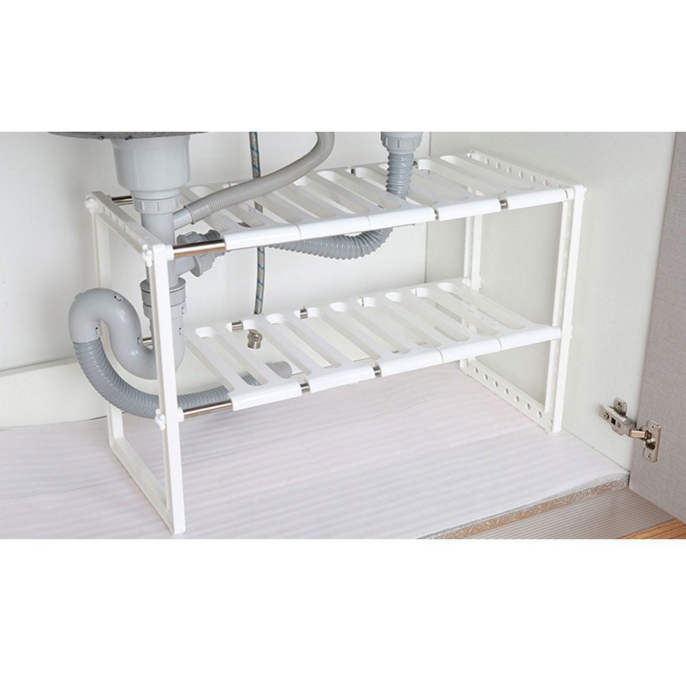 ABTOR 2 Tier Under Sink Organizer-Adjustable Height Bathroom Sink Storage Shelf, Expandable Kitchen Cabinet Shelf Organizer, Rack with Removable