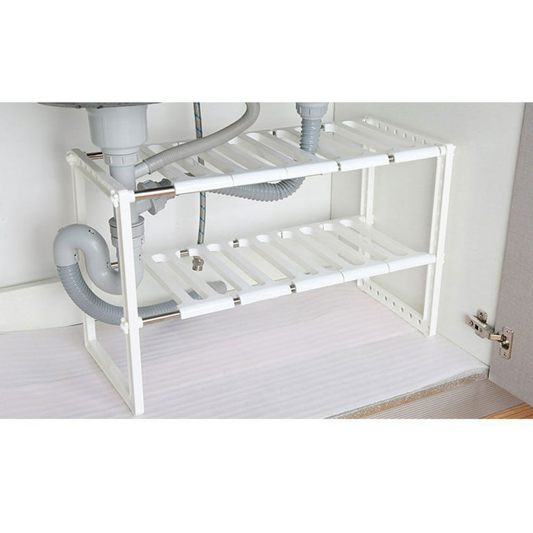 LESTHAN8 Under Sink Organizer 2 Tier Expandable Shelf Organizer and Storage with 10 Removable Panels for Kitchen, Bathroom, Size: (15.35-26 x 10.24 x 14.96)