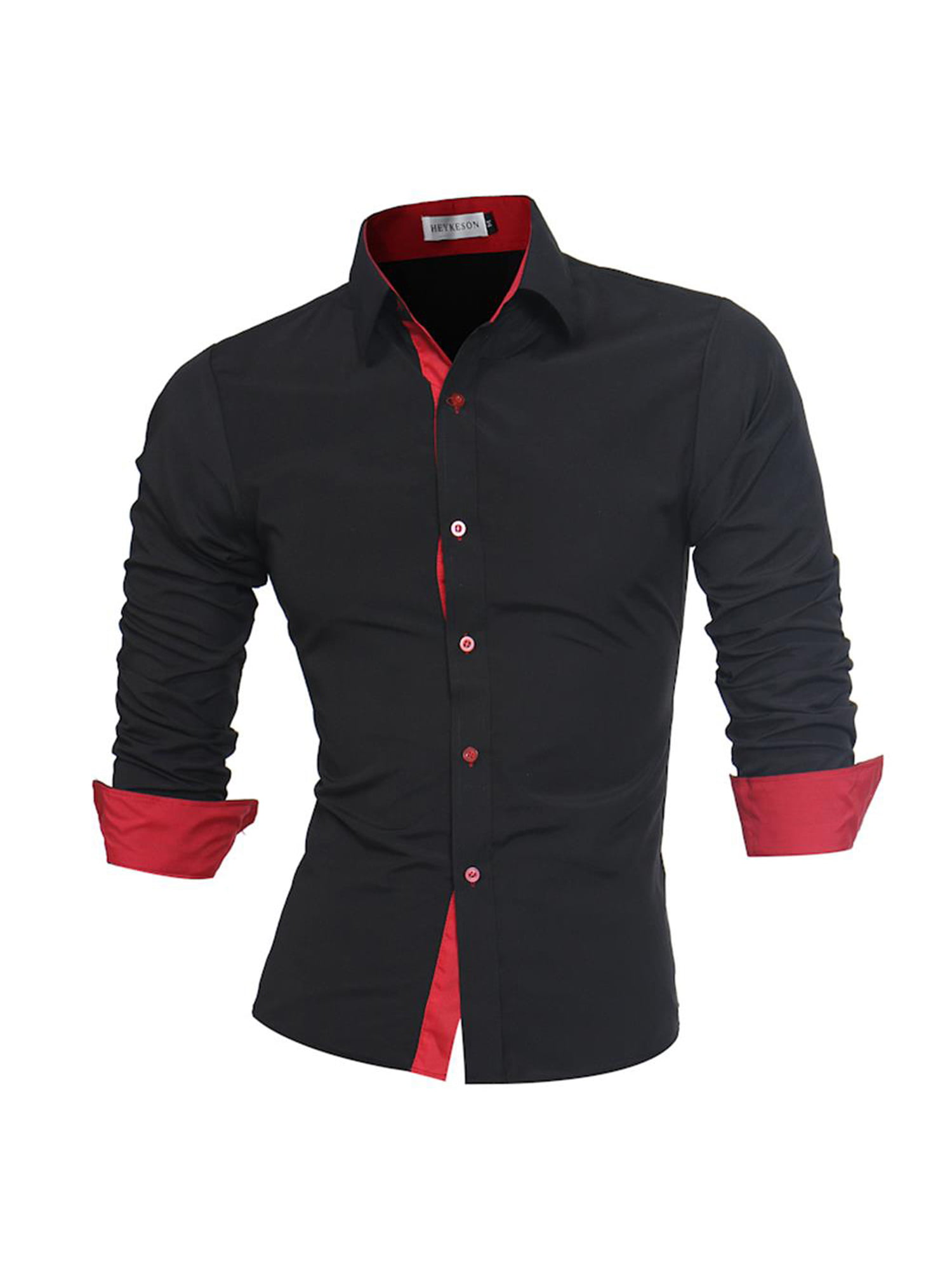 Zantt Mens Lapel Slim Fit Button Down Hipster Long Sleeve Colorblock Casual Shirt