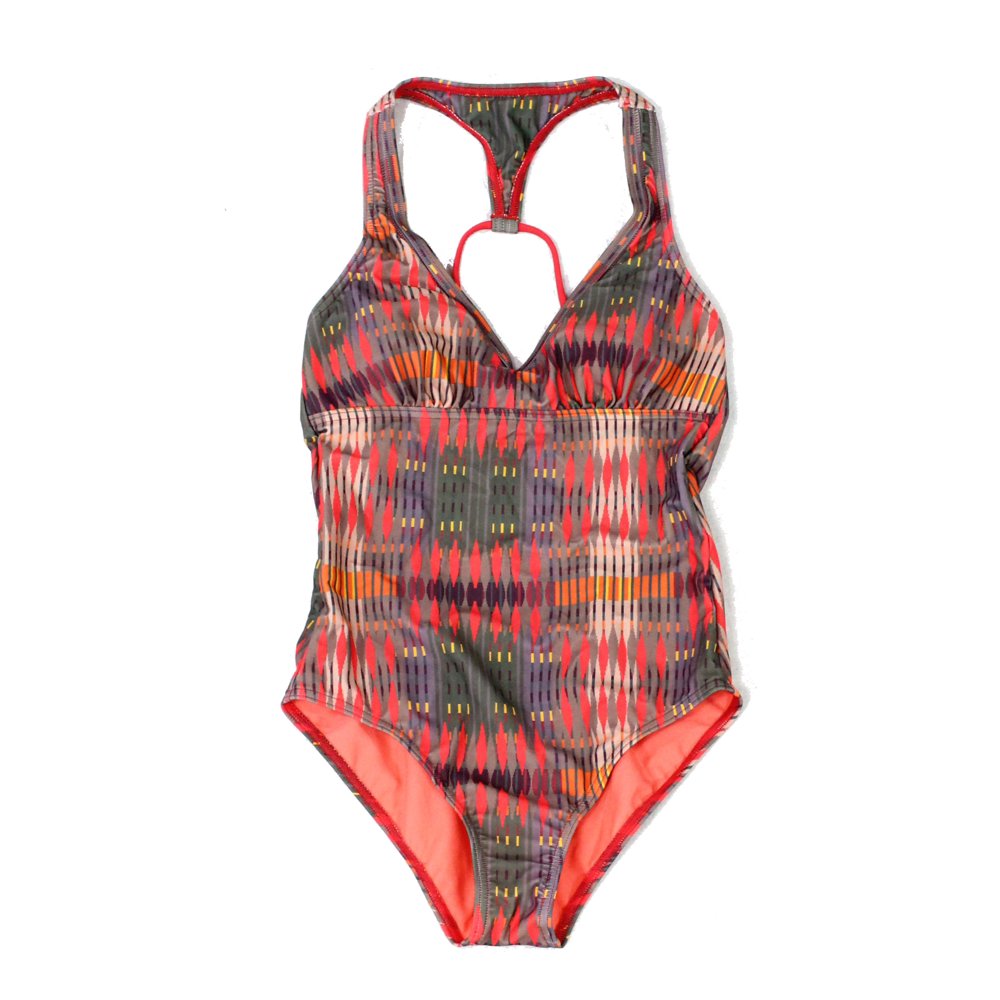 prAna Womens Swimwear Green Carmine Desert Geo Khari Swimsuit XL