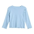 thumbnail image 4 of Ruyang Kids Cute Ruffle Shirt Girls Long Sleeve Crewnck Base Layer Tops Plain Soft Cotton Casual Athletic Tshirt, 4 of 4
