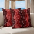 thumbnail image 5 of 16x16 Pillow Covers Set of 2, Red Ombre Square Throw Pillow Covers for Couch/Sofa/Living Room, Abstract Art Moire Ocean Waves Decorative Soft Pillowcases for Couch Throw Pillows with Hidden Zipper, 5 of 9