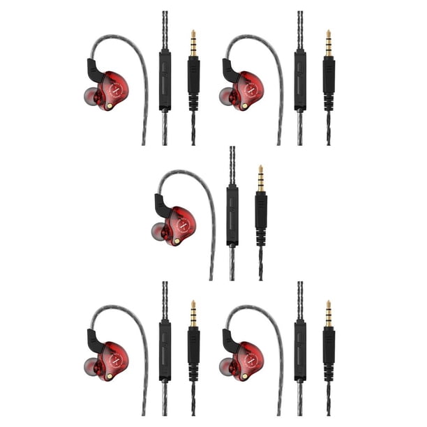 Tholdsy Auriculares con cable Conector de cable TPE de 3,5 mm Cubierta de silicona Auriculares internos Llamadas de voz Auriculares con rojo 5piezas