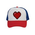 thumbnail image 1 of Men's 80's Retro Large 8 Bit Pixelated Heart Gamer Trucker Hat, White/Red/Royal, 1 of 2