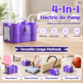 Purple 4-in-1 Triple Nozzle Electric Balloon Pump for All Balloon Types ...