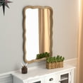 thumbnail image 3 of COZAYH Curved Wood Frame Accent Mirror, Farmhouse French Country Decorative Wall Mirror, Rectangle 23.5" L x 38" W, Natural, 3 of 11