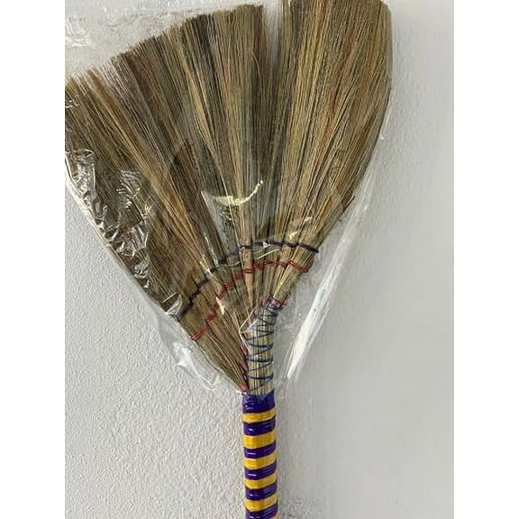 Authentic Handmade Asian Broom Set of 3 Packs - Premium Vietnamese Straw Broom, 40" Length