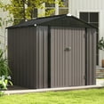 thumbnail image 5 of Patiowell 8' x 6' Outdoor Storage Shed Metal Shed with Sloping Roof and Lockable Door, Brown, 5 of 8