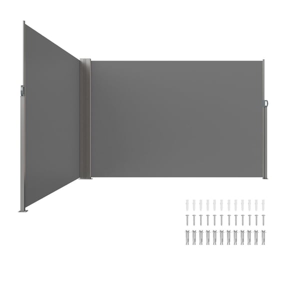 Retractable Side Awning 79x236", Outdoor Privacy Screen, Waterproof Patio Screen, UV 30 Windscreen for Patio, Balcony, Gray