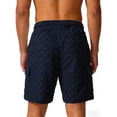 thumbnail image 3 of WRFWUL Men's Checkerboard Textured Cargo Shorts Elastic Waist Drawstring Wide Leg Shorts Summer Comfy Knee Length SweatShorts, 3 of 7