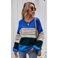 thumbnail image 4 of Pulls Décontractés Manches Longues Col Rond Couleur Patchwork Pull en Tricot Tops, 4 of 7