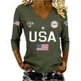 thumbnail image 3 of 250th Anniversary USA Shirt for Women 1776-2026 Patriotic V Neck 3/4 Sleeve Tee American Flag Graphic Tops, 250th Anniversary Independent Day Womens Tops, 4th of July America Clothes Army Green L, 3 of 4