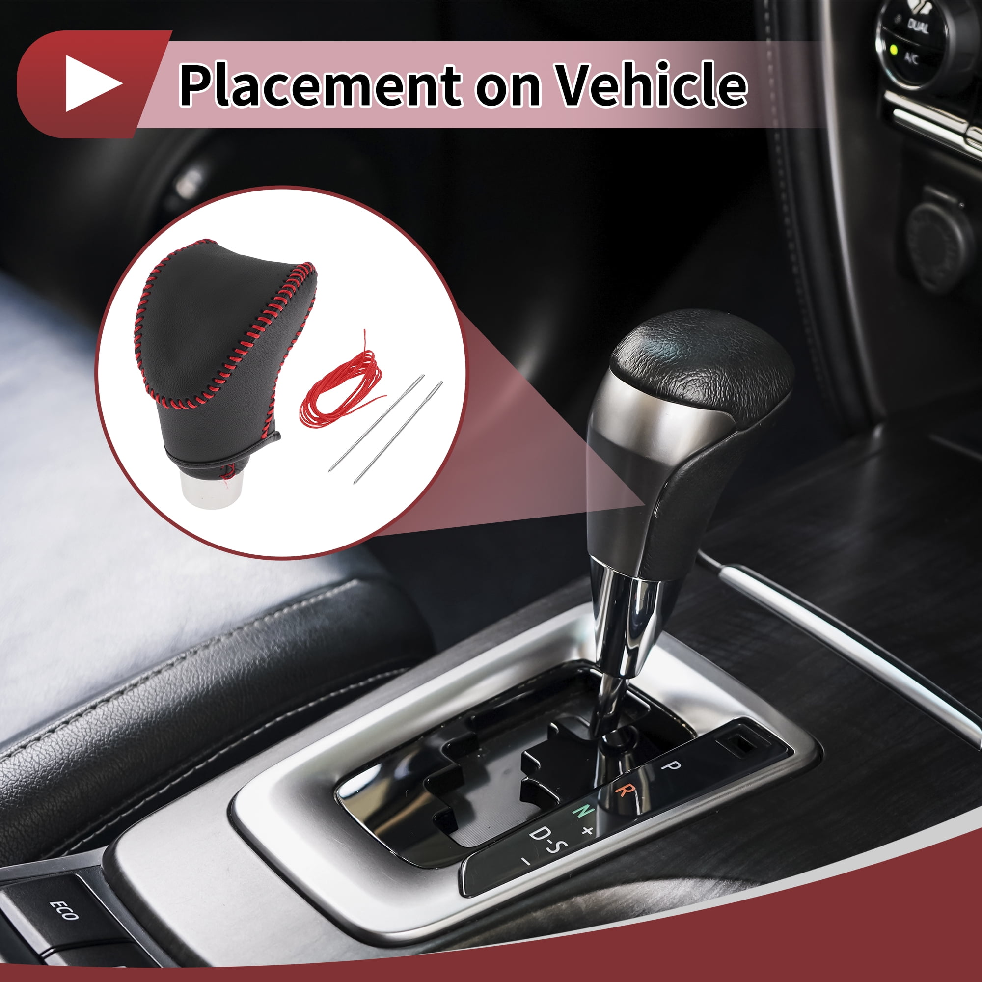 Unique Bargains Great Faux Leather Gear Shift Knob Cover for Kia Soul 2020-2023 Black1