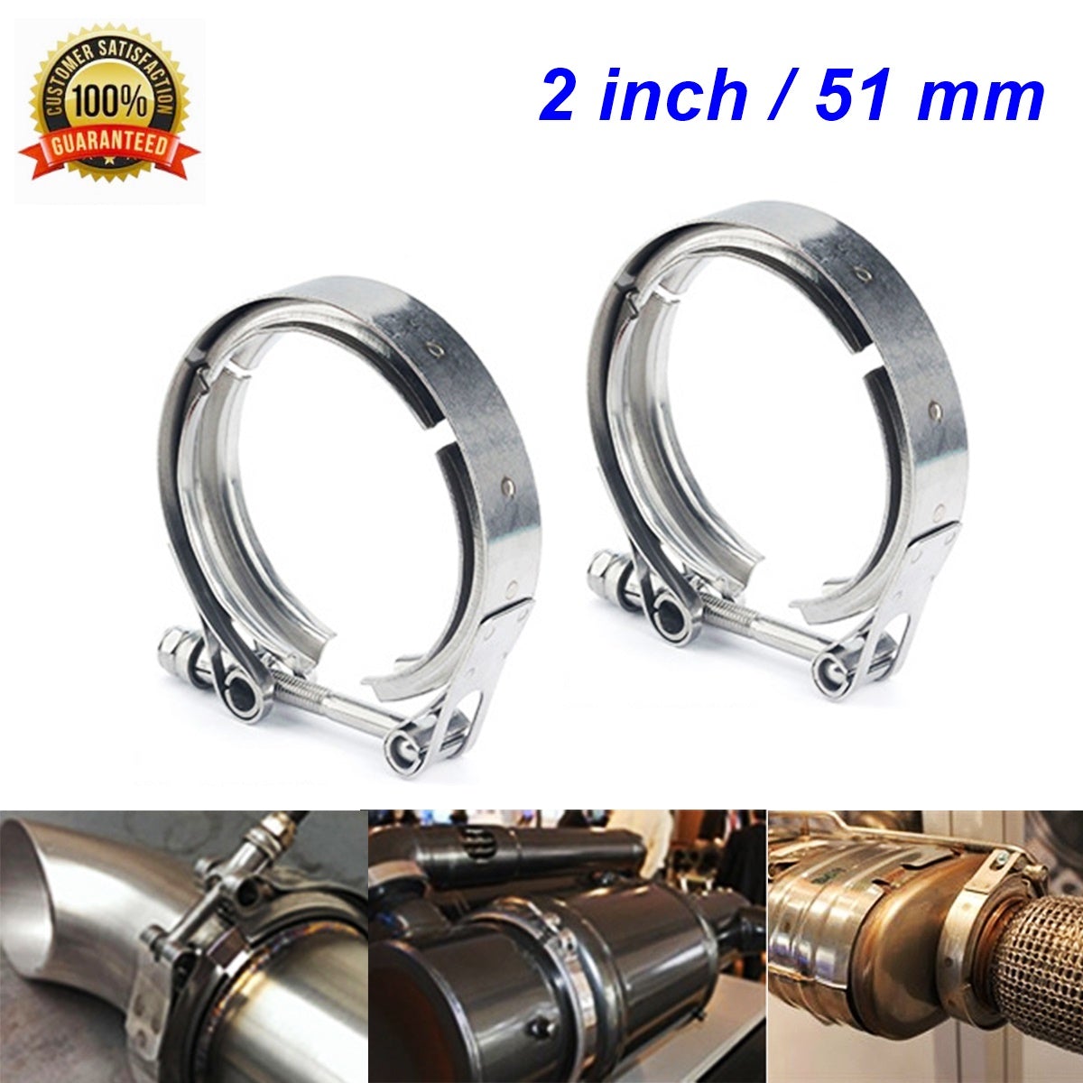 Stainless Steel V-Band Clamp + Flanges Kit – 2" / 51mm – Exhaust Turbo Hose – RTG Automotive