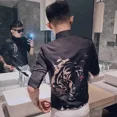 thumbnail image 4 of Camisa de hombre Hip Hop negra Camisas masculinas Gráficos geniales Tops de alta calidad Lujo Hipster Original Trendyol con cuello Xxl Estética, 4 of 5