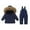 Dark Blue, variant on Heavyweight 2 Piece Snowsuit Boys Girls Winter Ski Suits Clothes Waterproof Warm Hooded Puffer Jacket and Snow Bib Pants