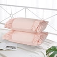 thumbnail image 5 of BednLinens Set of 2 Peach Queen 20"X30" Microfiber Ruffle Pillow Shams Farmhouse Vintage Victorian Pillowcases, 5 of 7