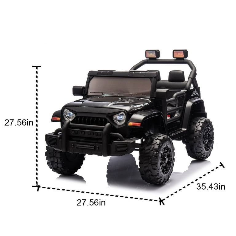 Kids Electric Car 12V Ride On with Bluetooth Parental Control Steering Wheel Music USB Safe Start for Boys Girls. Black