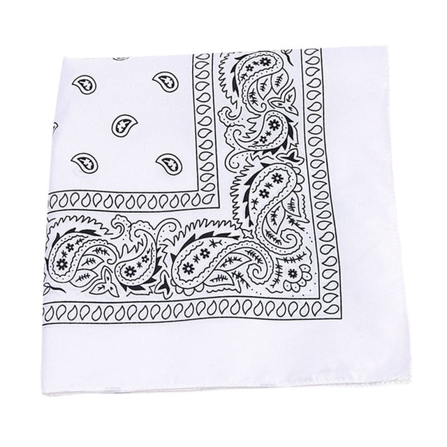 Naiovety Moda Hip Hop algodón pañuelo cuadrado bufanda negro rojo Paisley diadema impresa para mujeres/hombres/niños/niñas sombreros Almacenamiento y organización del hogar blanco