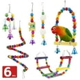 thumbnail image 1 of Parrot Toy Set Bird Swing Bells Wooden Hanging Chewing Colorful Cockatiel Cage Kit, 1 of 6