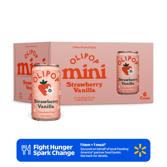 Olipop Minis Prebiotic Soda Pop, Strawberry Vanilla, High Fiber, 7.5 fl oz 6 Pack
