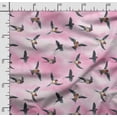 thumbnail image 2 of Soimoi Bird Printed, Cotton Fleece Fabric By The Yard- Sewing DIY Stretch Fabric 56 Inches Wide WarmFabric For Hats, Coats, Gloves, Blankets-Pink, 2 of 5